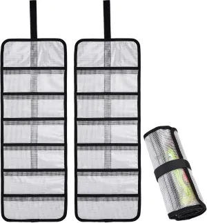 Roll Up Fishing Lure Wraps Set-Durable Lure Bag 6 Pocket PVC Protective Cover Saltwater Hook Covers Fabric Lure Protector Trolling Lure Tackle Box