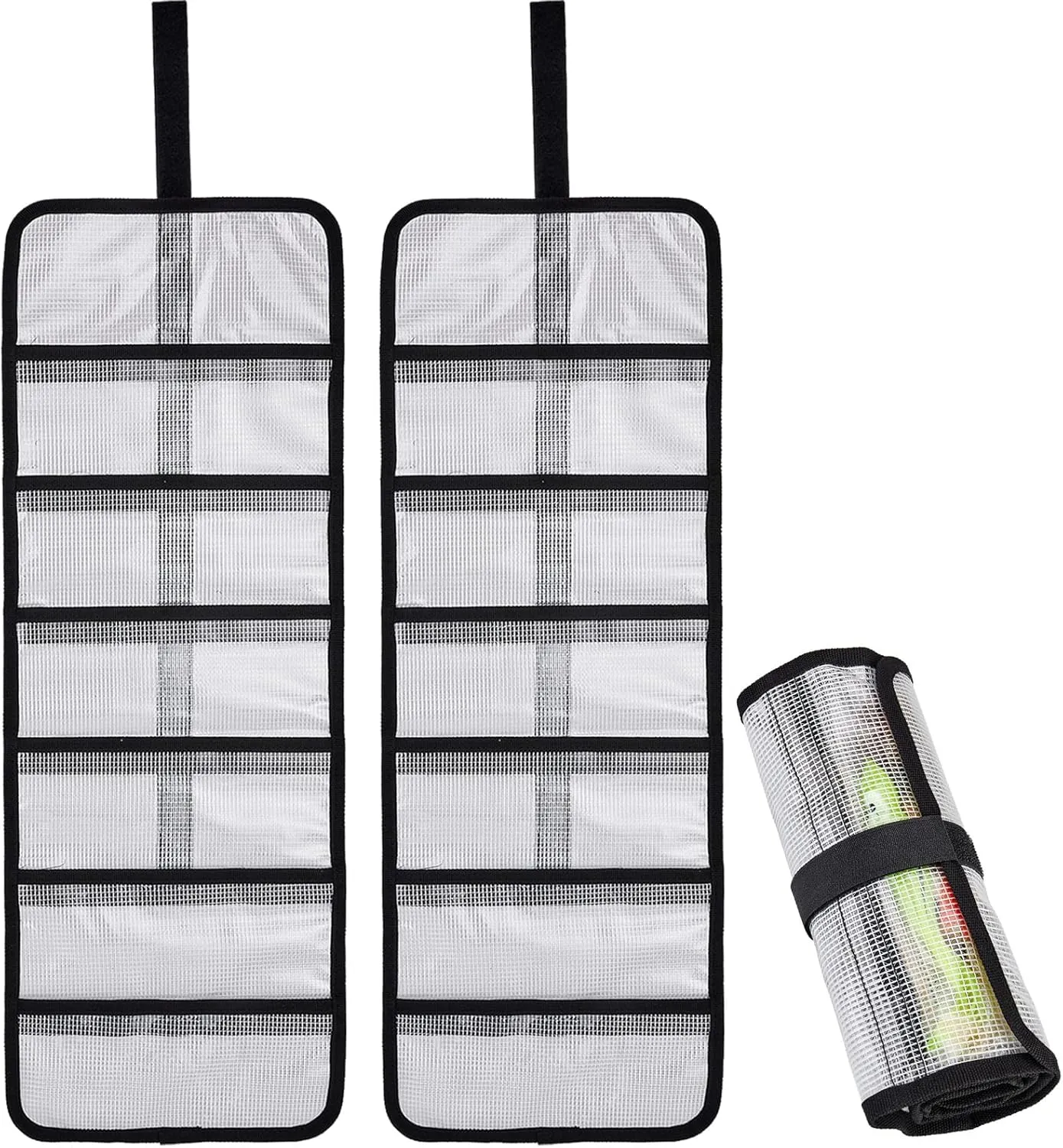 Roll Up Fishing Lure Wraps Set-Durable Lure Bag 6 Pocket PVC Protective Cover Saltwater Hook Covers Fabric Lure Protector Trolling Lure Tackle Box