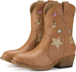 Rollda Girls Cowboy Boots Cowgirl Boots for Girls Star Boots Kids Western Boots for Toddler/Little Kid/Big Kid