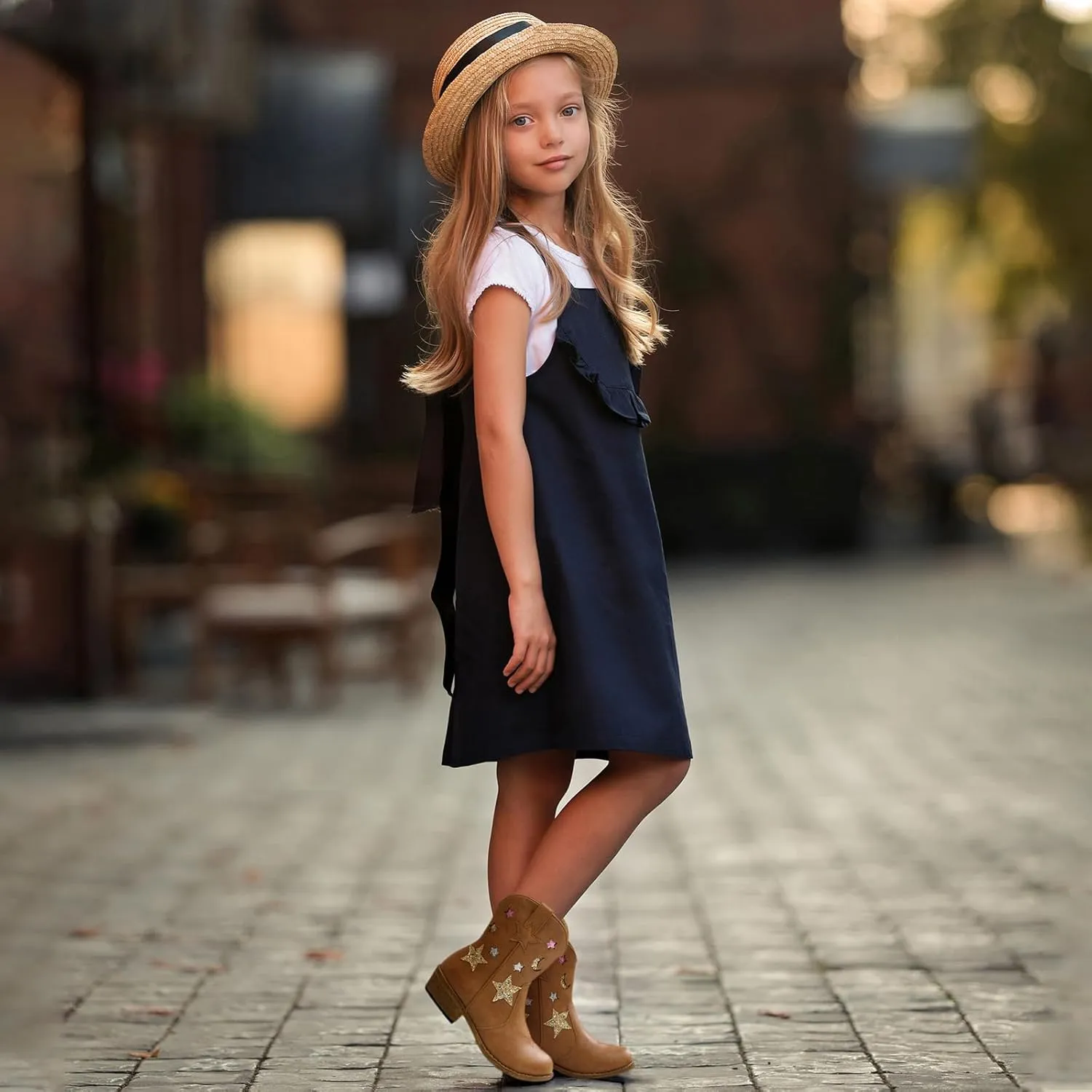 Rollda Girls Cowboy Boots Cowgirl Boots for Girls Star Boots Kids Western Boots for Toddler/Little Kid/Big Kid