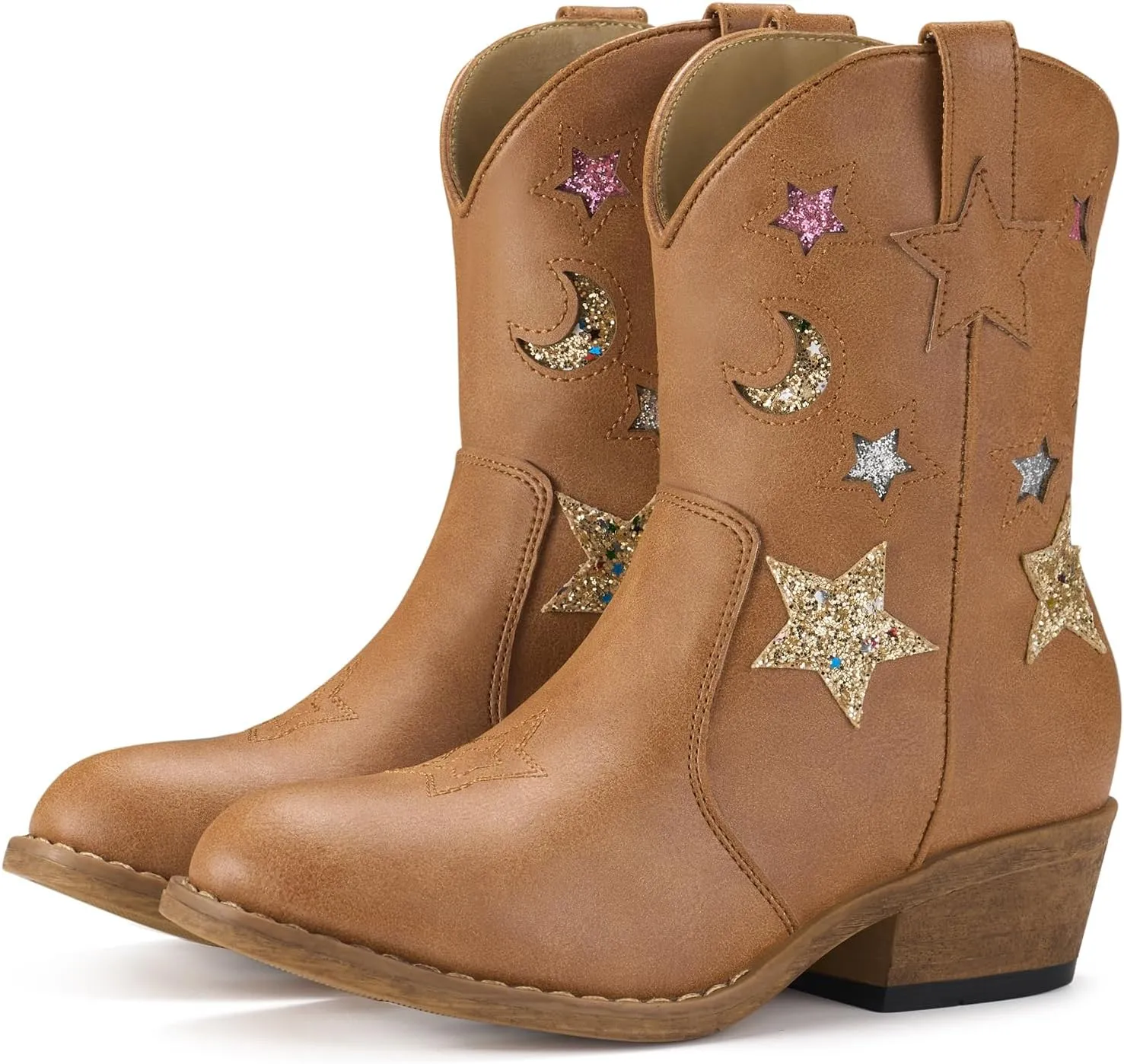 Rollda Girls Cowboy Boots Cowgirl Boots for Girls Star Boots Kids Western Boots for Toddler/Little Kid/Big Kid