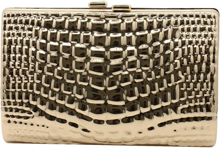 RomanticDesign Women Acrylic Box Clutch Purse Sparkly Silver Embossed Evening Handbag for Party Banquet Cocktail