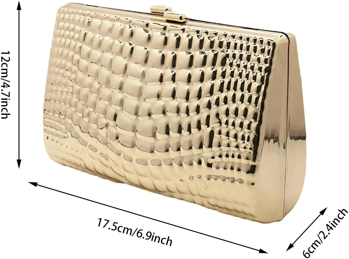 RomanticDesign Women Acrylic Box Clutch Purse Sparkly Silver Embossed Evening Handbag for Party Banquet Cocktail