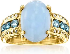 Ross-Simons Blue Opal Ring With .90 ct. t.w. London Blue and White Topaz in 18kt Gold Over Sterling