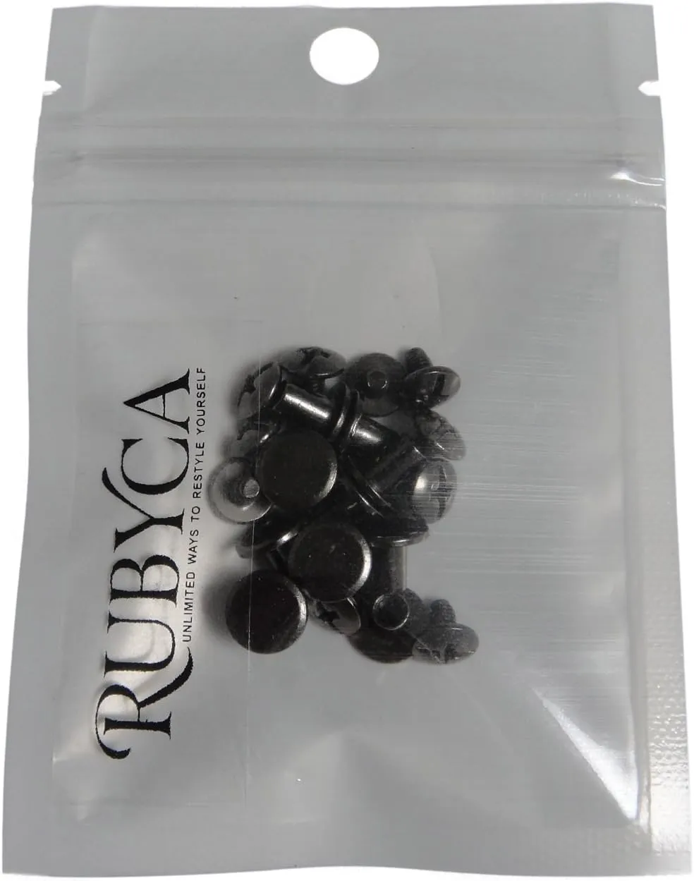 Round Flat Head Chicago Screws Buttons for Leather Crafting, 1/4 Inches (6mm) Repair Screw Post Fastener, Metal Nail Rivet Studs, Black Gunmetal, 100 Sets, Diameter 5/16 Inches (8mm)