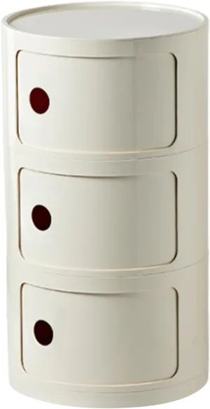 Round Nightstand with Storage, Modern Style Side Table, Small Cupboard Cabinet with 3 Drawers for Living Room, Bedroom, Bathroom,Narrow Space (Beige)