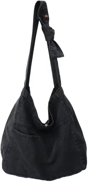 ROUROU Denim Shoulder Bag for Women Hobo Tote Bag Crossbody Bag Large Capacity Handbag Casual Purse