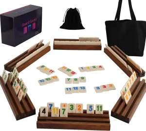Rummy Cube Board Game, Equipped with 160 Rummy Tiles, 6 Wooden Tile Racks, Drawstring Storage Bag, Handbag That can Hold All Components, and Game Instructions(6 Player Edition)