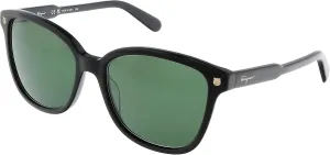 Salvatore Ferragamo 001 Womens Shiny Black 56 mm Sunglasses - Shiny Black