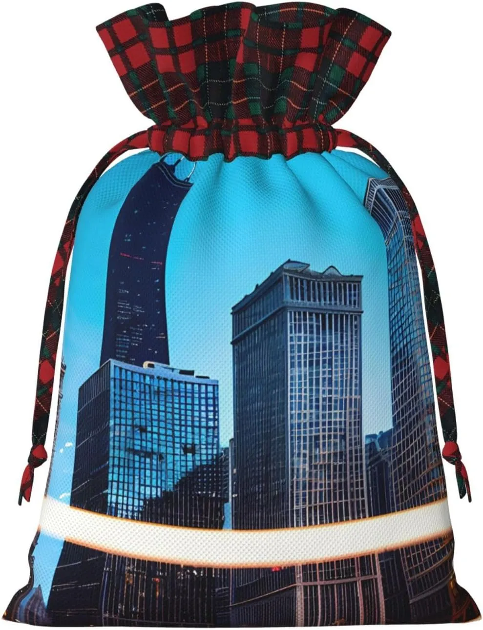 SamLng Chicago Reflect Christmas Gift Bag - Holiday Drawstring Party Favor, Goody Wrapping, Perfect for Birthdays, Anniversaries
