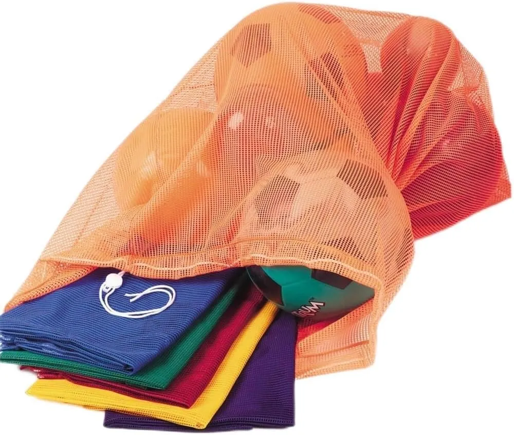 S&S Worldwide Mesh Ball Bag Set of 6-24" x 36" - Red, Yellow, Blue, Green, Orange, Purple