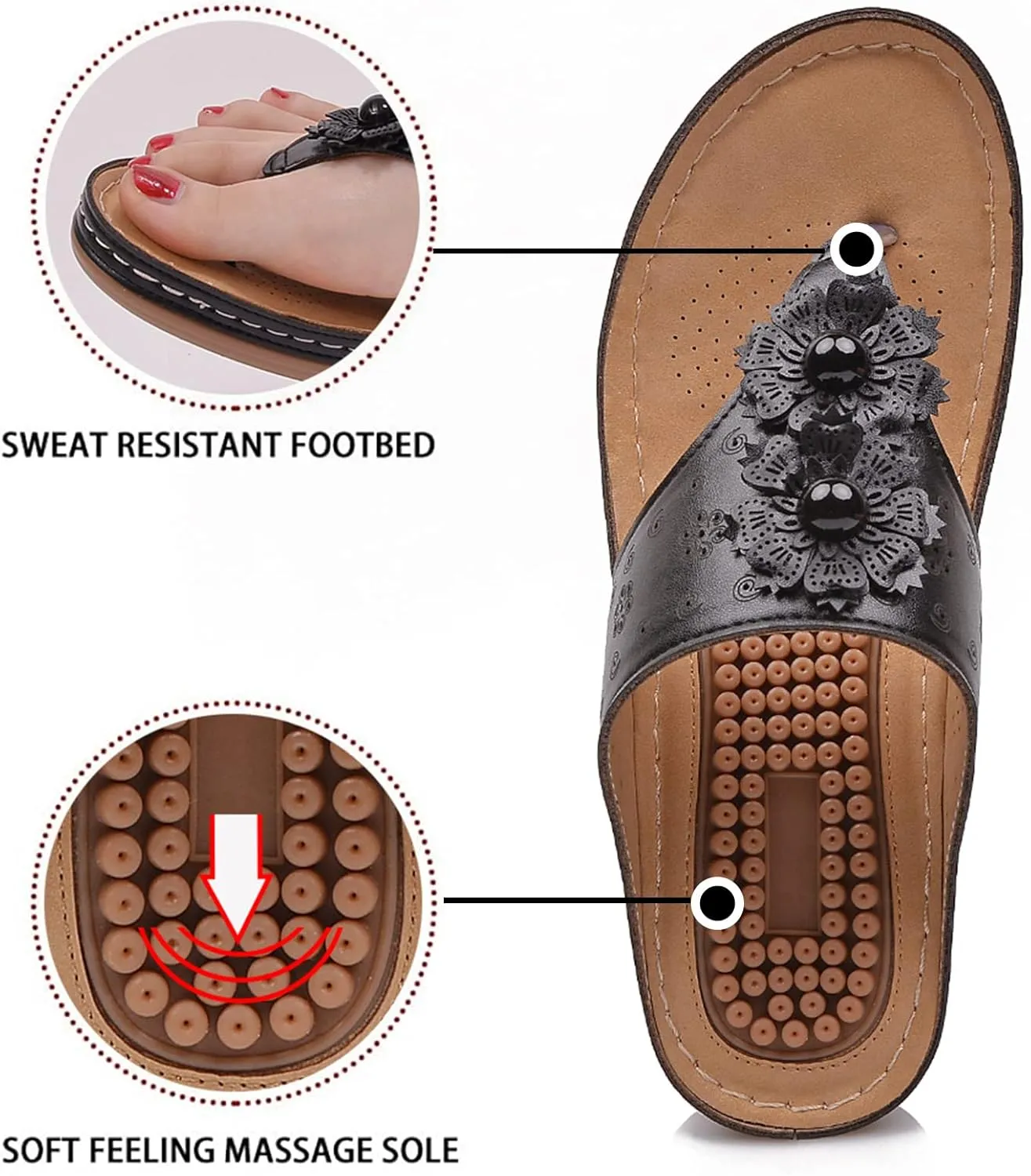 Sandals for Women Wedge Shoes Summer Casual Dressy Orthopedic Flip Flops Comfortable Non Slip Platform Footwear Lightweight Summer Beach Shoes Slip On Indoor Outdoor