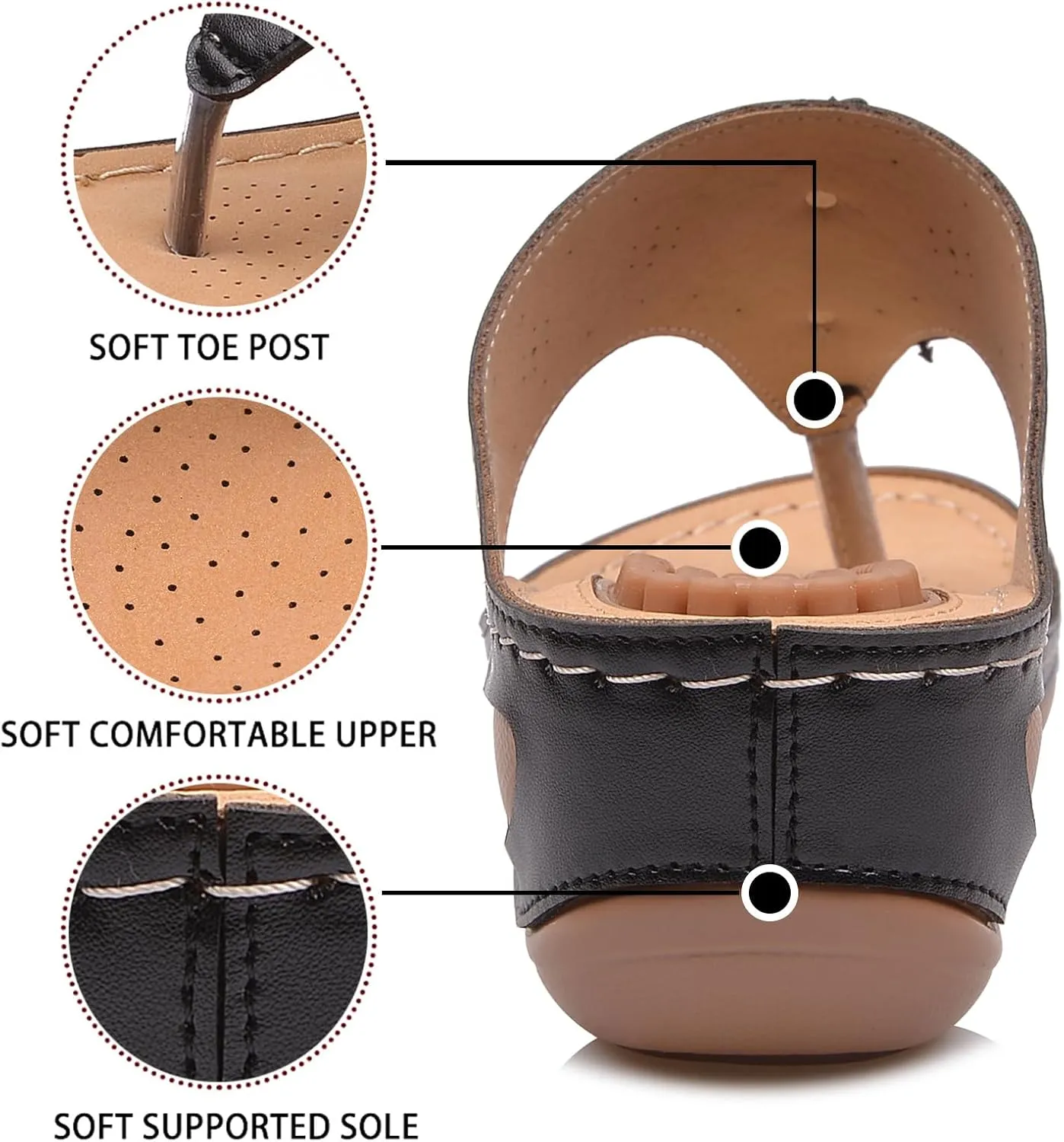 Sandals for Women Wedge Shoes Summer Casual Dressy Orthopedic Flip Flops Comfortable Non Slip Platform Footwear Lightweight Summer Beach Shoes Slip On Indoor Outdoor
