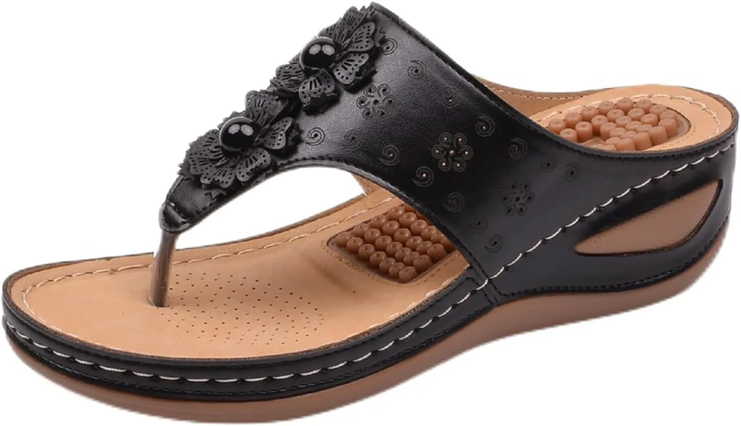 Sandals for Women Wedge Shoes Summer Casual Dressy Orthopedic Flip Flops Comfortable Non Slip Platform Footwear Lightweight Summer Beach Shoes Slip On Indoor Outdoor