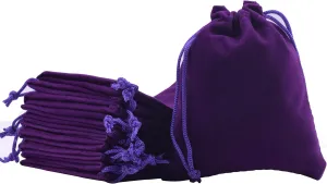 Sansam 50pcs Tiny Small Drawstring Velvet Jewelry Pouches, 2.0x2.8 Inch Purple Drawstring Velvet Gift Bags,Treat Favor Bags for Wedding, Party, Shower