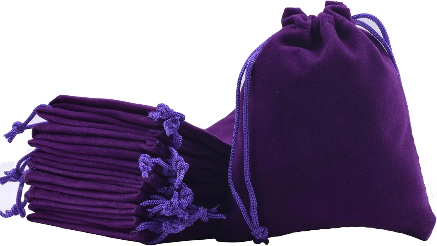 Sansam 50pcs Tiny Small Drawstring Velvet Jewelry Pouches, 2.0x2.8 Inch Purple Drawstring Velvet Gift Bags,Treat Favor Bags for Wedding, Party, Shower