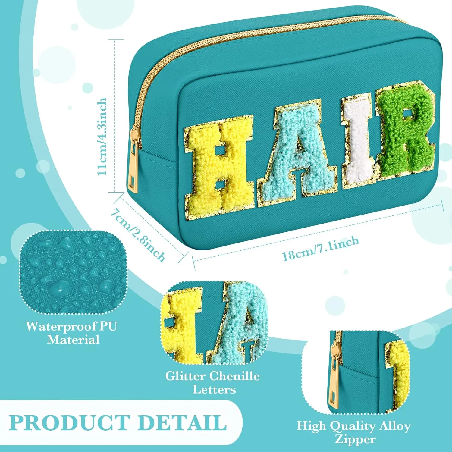 Sanwuta 4 Pcs Hair Face Skin Travel Bag Set Preppy Makeup Pouch PU Leather Skincare Bag Waterproof Cosmetic Organizer Birthday Christmas Gifts(Blue, Mint Green, Green, Malachite Green,Fresh Style)