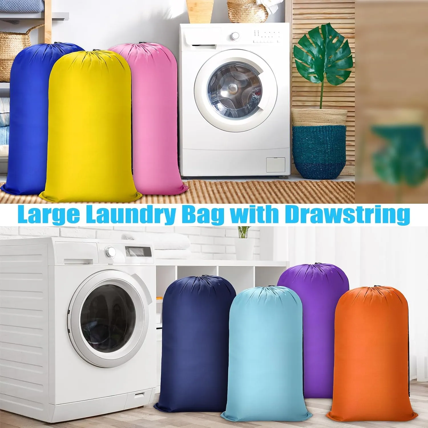 Sanwuta 40 Pcs Large Laundry Bags with Drawstring 38" x 24" Bulk Travel Laundry Bags Lock Closure Reusable Washable for Dirty Clothes College Dorm Apartment Camp(Mulitcolor)