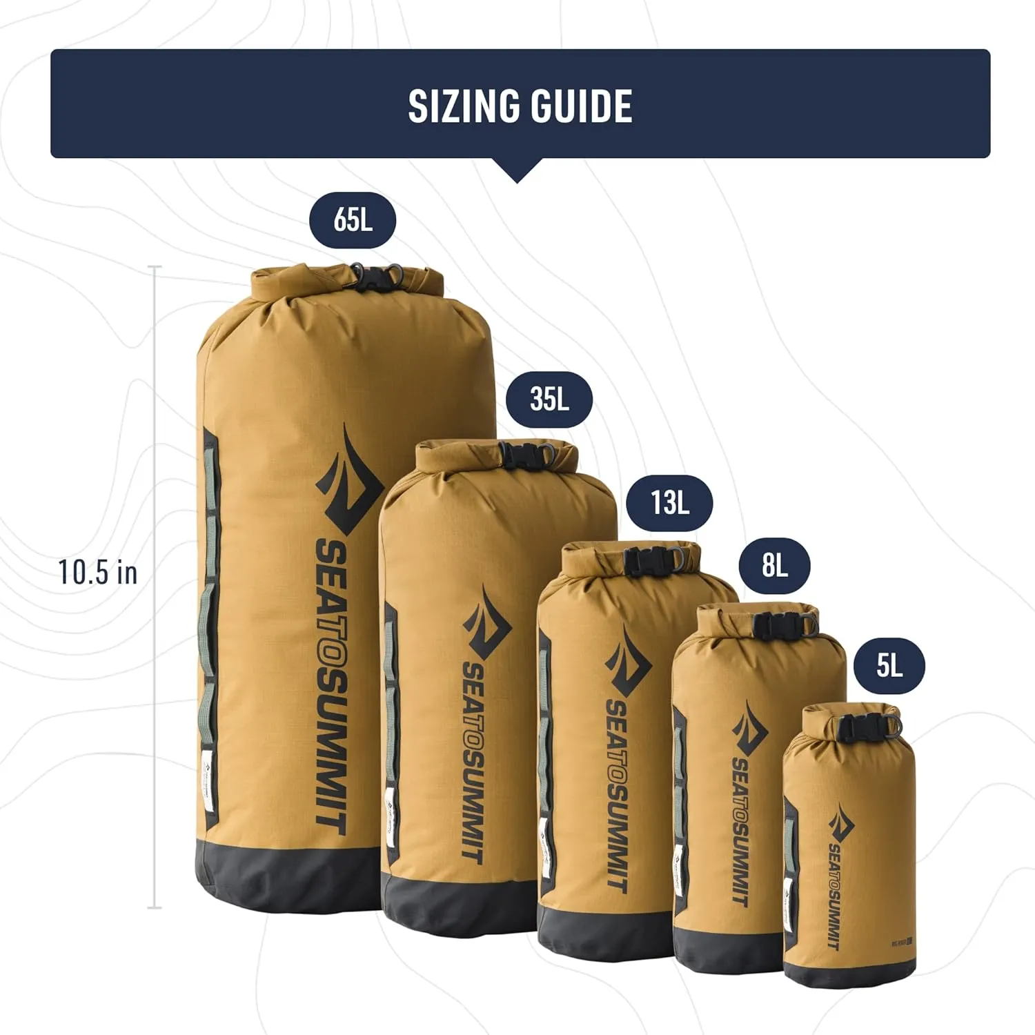 Sea to Summit Big River Dry Bag, Heavy-Duty Dry Storage, 8 Liter, Gold Brown