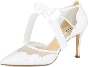 Sequin Glitter Wedding Shoes for Bride Closed Toe Bridal Shoes Wedding Heels Women Party Shoes