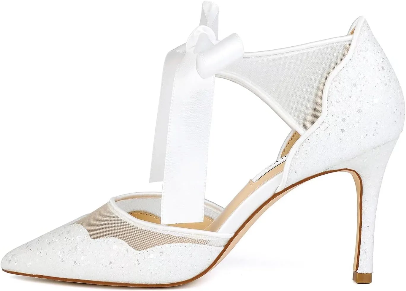 Sequin Glitter Wedding Shoes for Bride Closed Toe Bridal Shoes Wedding Heels Women Party Shoes