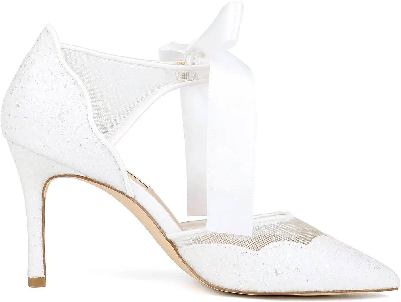 Sequin Glitter Wedding Shoes for Bride Closed Toe Bridal Shoes Wedding Heels Women Party Shoes