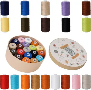 Sewing Thread 20S/3 Extra Strong for Jeans,Canvas,19 Colors 300m Spool,100% Polyester All Purpose Thread for Sewing Machine and Hand Sewing Repair