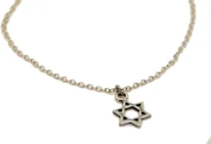 Shani & Adi Jewelry Star of David anklet, silver tone chain adjustable ankle bracelet with dangled silver plated david's shield charm, Jewish gift for her, gift from Israel