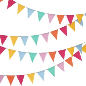 Shappy 24 Pieces 15.7 Feet Colorful Pennant Flags Banner Imitated Burlap Bunting Banner Pastel Decor Fabric Triangle Flag for Party Decoration (Soft Colors)