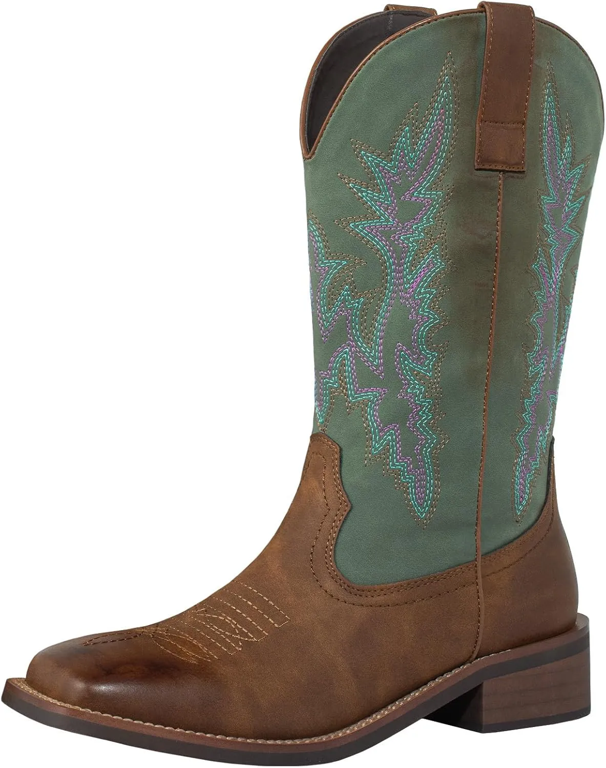 SheSole Women's Cowboy Boots Square Toe Wide Calf Cowgirl Boots Fashion Country Western Shoes