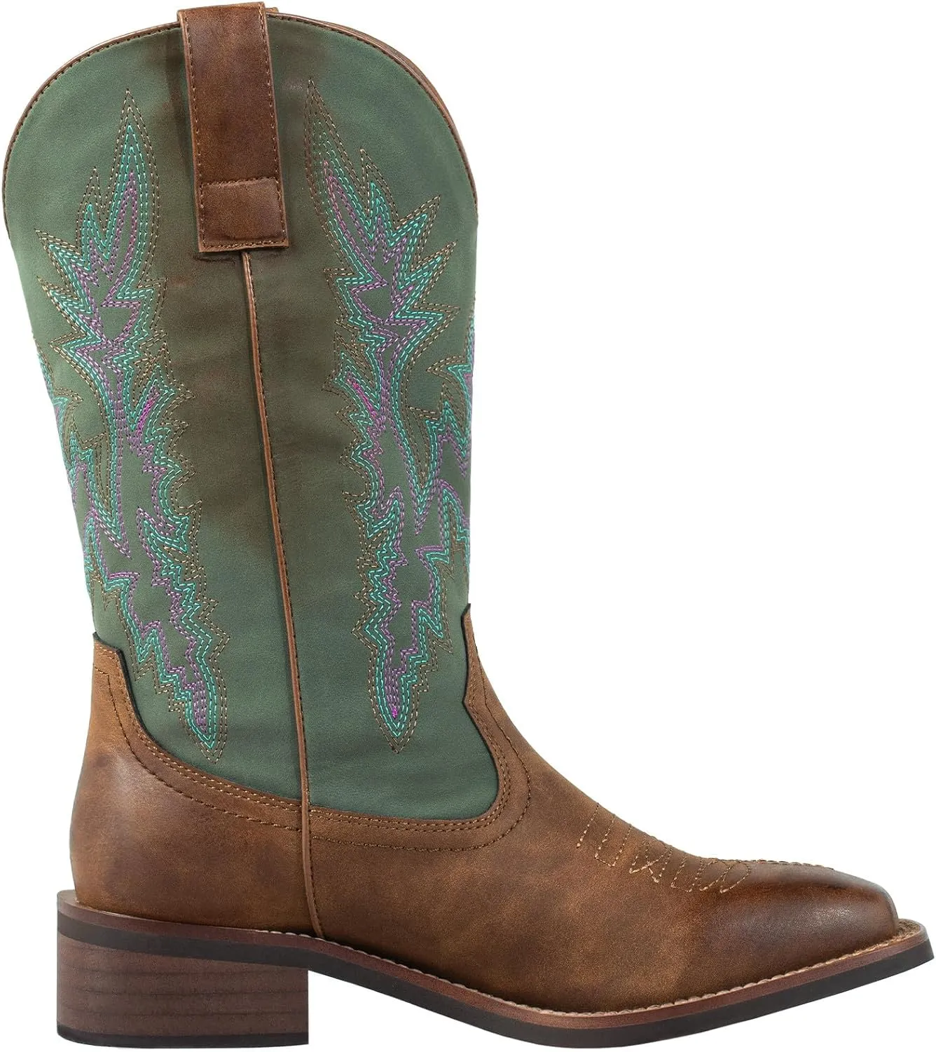 SheSole Women's Cowboy Boots Square Toe Wide Calf Cowgirl Boots Fashion Country Western Shoes