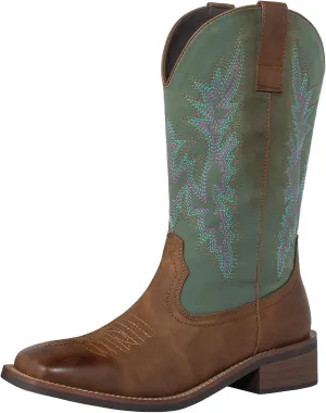 SheSole Women's Cowboy Boots Square Toe Wide Calf Cowgirl Boots Fashion Country Western Shoes