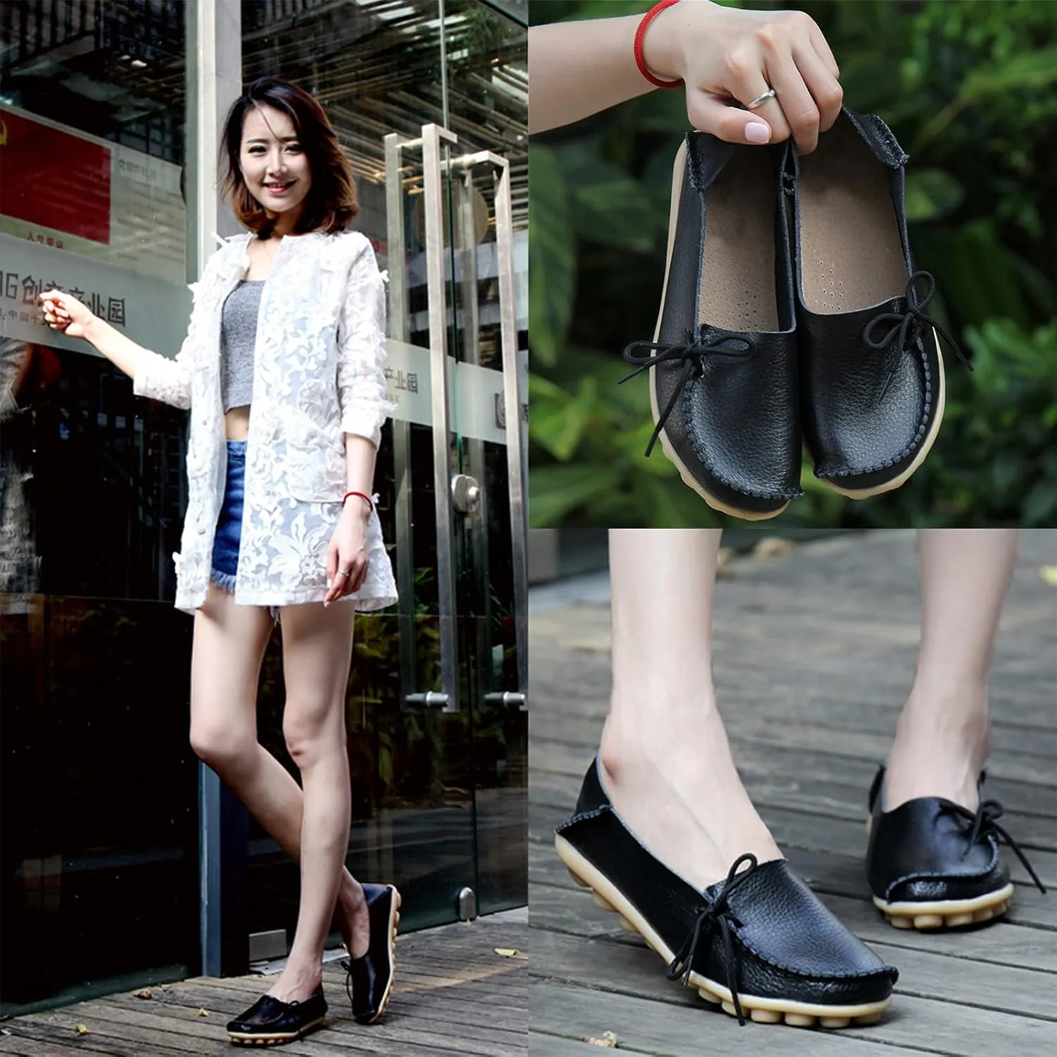 Shije Flats for Women Round Toe Shallow Flat Casual Loafers Single Shoes Comfortable Slip On Classic Dressy Casual Flats Shoes Women