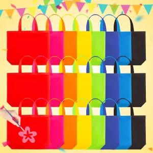 Shindel 24 Pack Reusable Gift Bag with Handles, 13" Goodie Treat Bags 8 Colors for Easter Party Favors, Birthday, Baby Shower