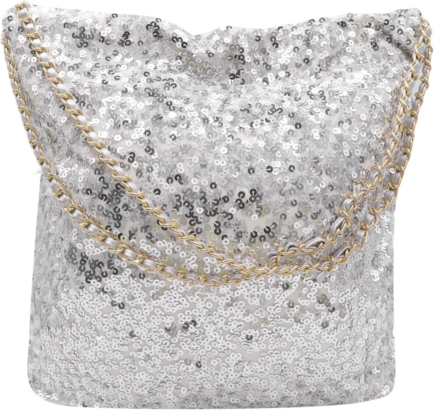 Shiny Hobo Shoulder Bag for Women Sparkle Sequins Chain Handbag Evening Bag Large Fashion Bling Tote Bags Satchel Purse