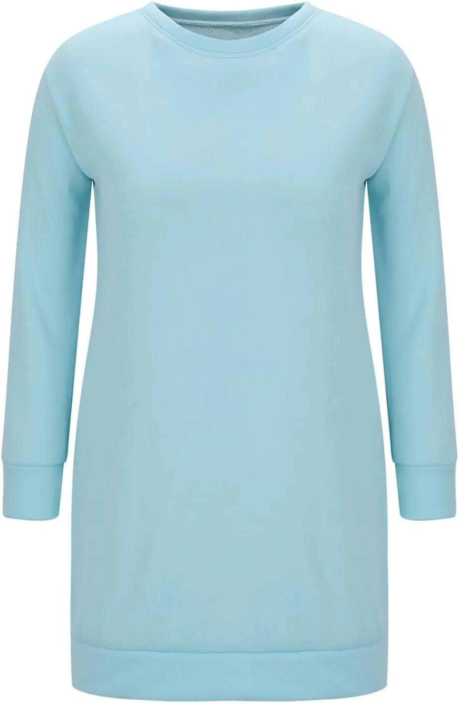 Shirt Dresses for Women 2024 Fashion Long Sleeve Sweatshirt Dress Crewneck Mini Dress with Pockets Fall Pullover Top