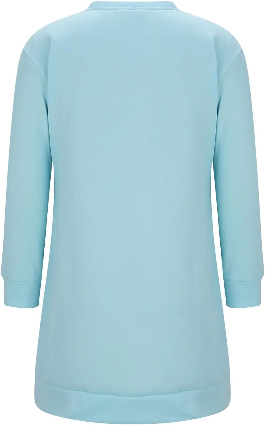 Shirt Dresses for Women 2024 Fashion Long Sleeve Sweatshirt Dress Crewneck Mini Dress with Pockets Fall Pullover Top