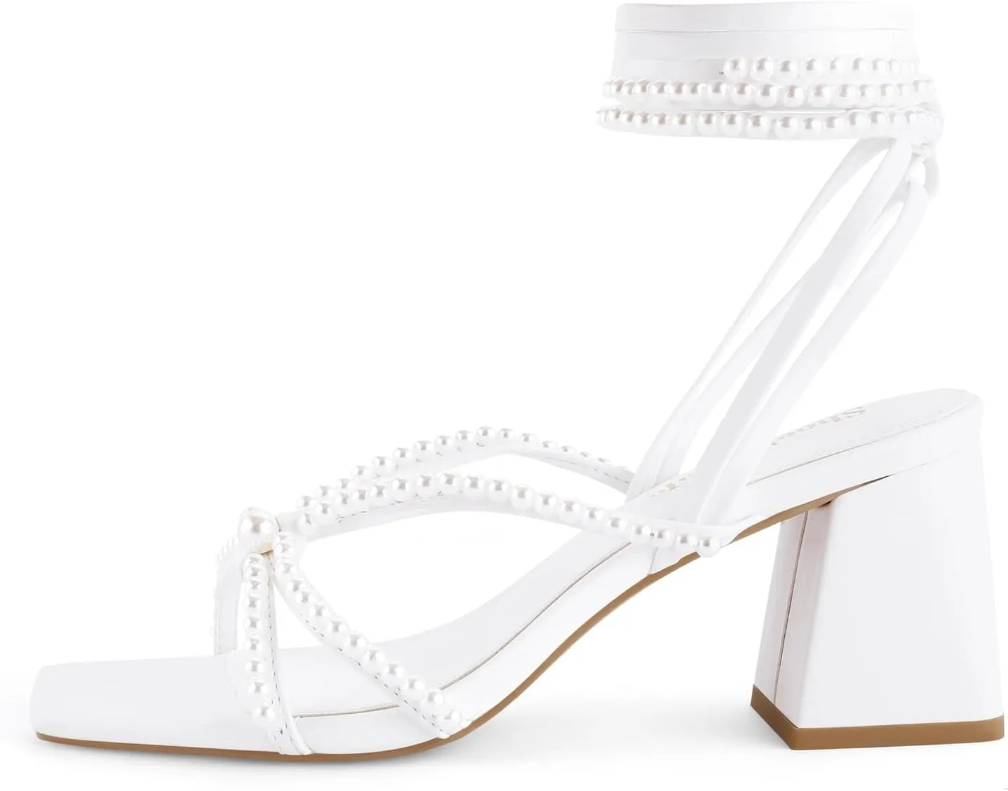 Shoe'N Tale Lace Up Heels for Women Ankle Strappy Gladiator High Heeled Sandals Chunky Block Heel Square Open Toe Criss Cross Dress Shoes