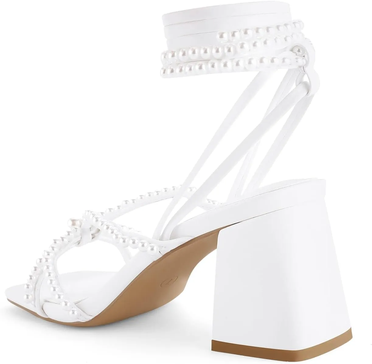 Shoe'N Tale Lace Up Heels for Women Ankle Strappy Gladiator High Heeled Sandals Chunky Block Heel Square Open Toe Criss Cross Dress Shoes