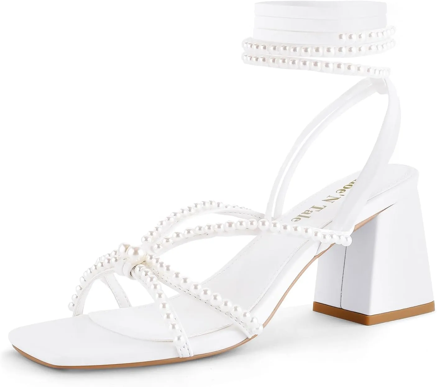 Shoe'N Tale Lace Up Heels for Women Ankle Strappy Gladiator High Heeled Sandals Chunky Block Heel Square Open Toe Criss Cross Dress Shoes