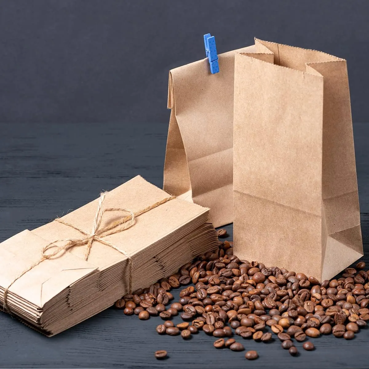 SHOPDAY 100 Pack Brown Kraft Paper Lunch Bags, 4lb Capacity, 5x2.95x9.45 Inches, Fold Top, Disposable, Brown