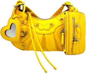Shoulder Bag for Women, Leather Hobo Bag, Punk Style Y2k Crossbody Purse with Rivet