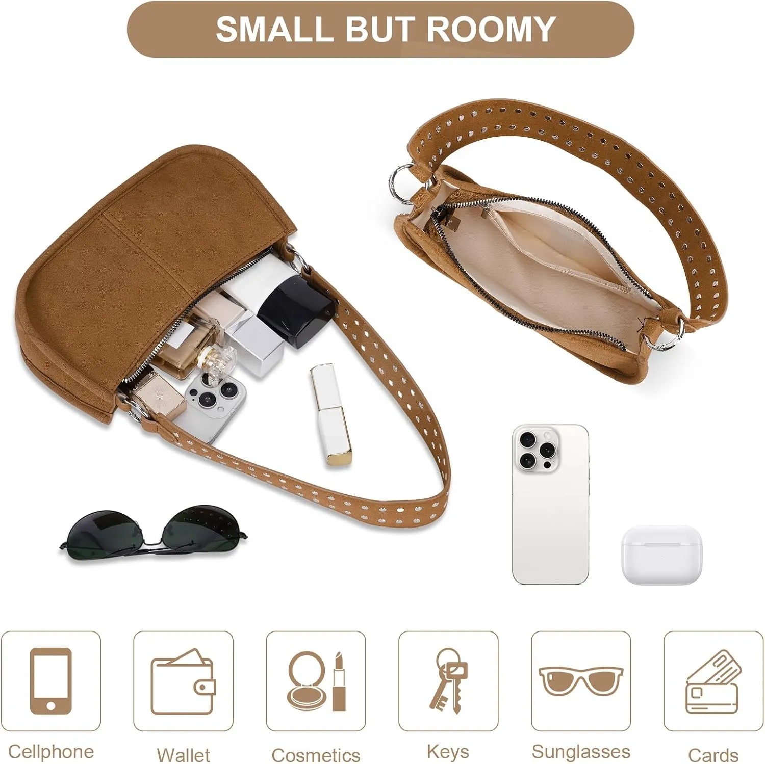 Shoulder Bags for Women Y2k Purse and Handbags Retro Studded Crossbody Bag Small Shoulder Purse Leather Hobo Handbag