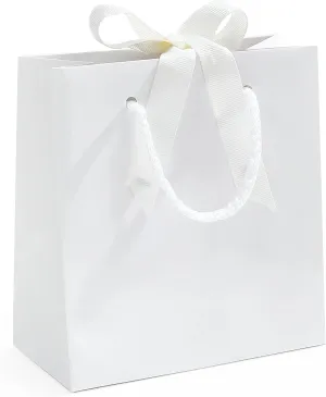 SHYRABBIT 10pcs White Gift Bags with Handles,7.9x3.1x9.1Inch Cosmetics Paper Bags,Gift Bags,White gift bags with Bow,Christmas Gift Bags, shopping Paper bags