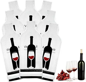 Sibba 8 PCS Reusable Wine Bags Sleeves for Travel Double Layer Wine Bottle Protector Bags for Suitcase Luggage Leak Proof Bottle Cushioning Wrap Suit Packaging for Airplane Car Cruise Protection