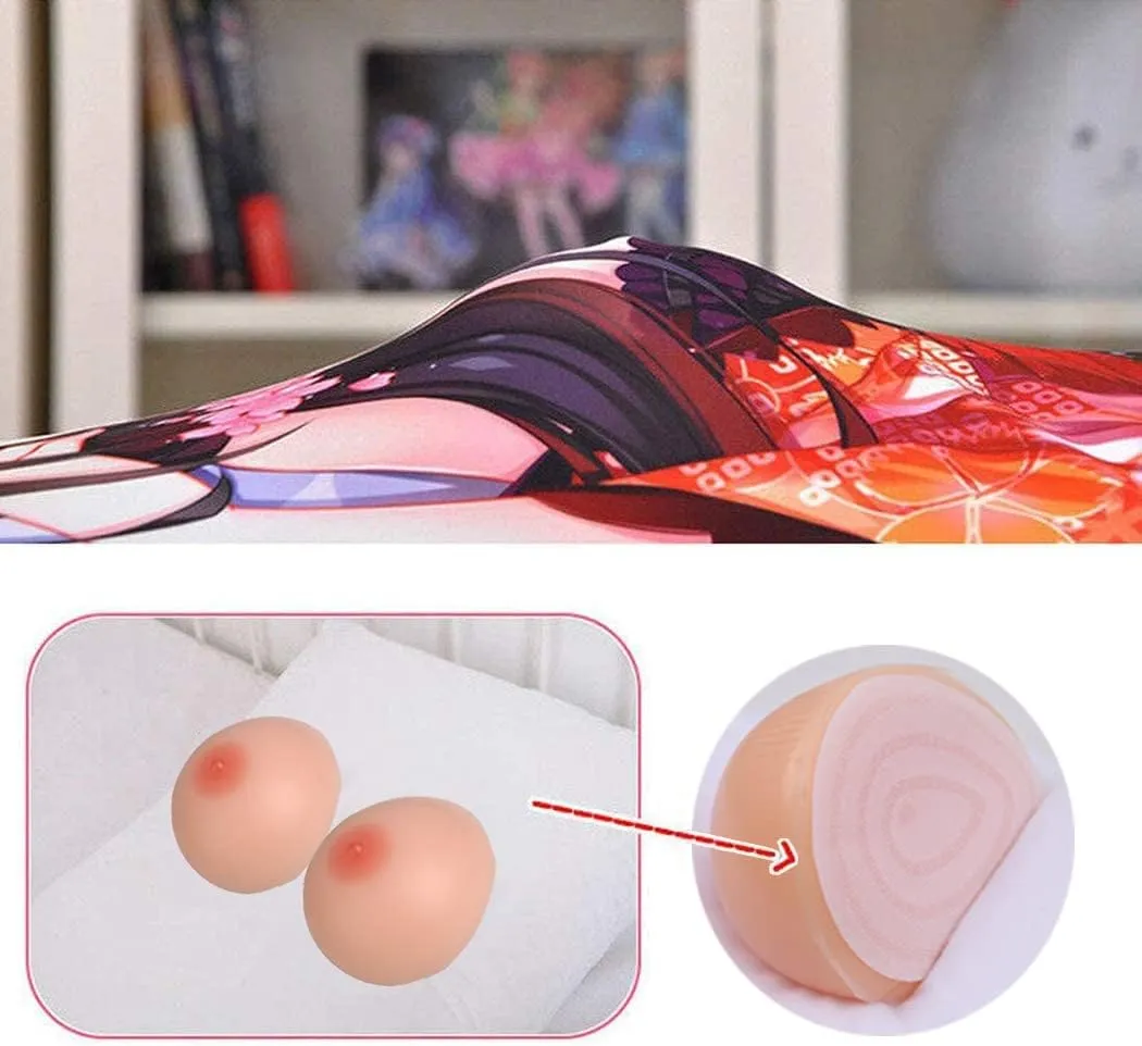 Silicone Breast Prosthesis Kit for Dakimakura Body Pillow, Soft, Round Shape (600g/pair, 160×50cm)