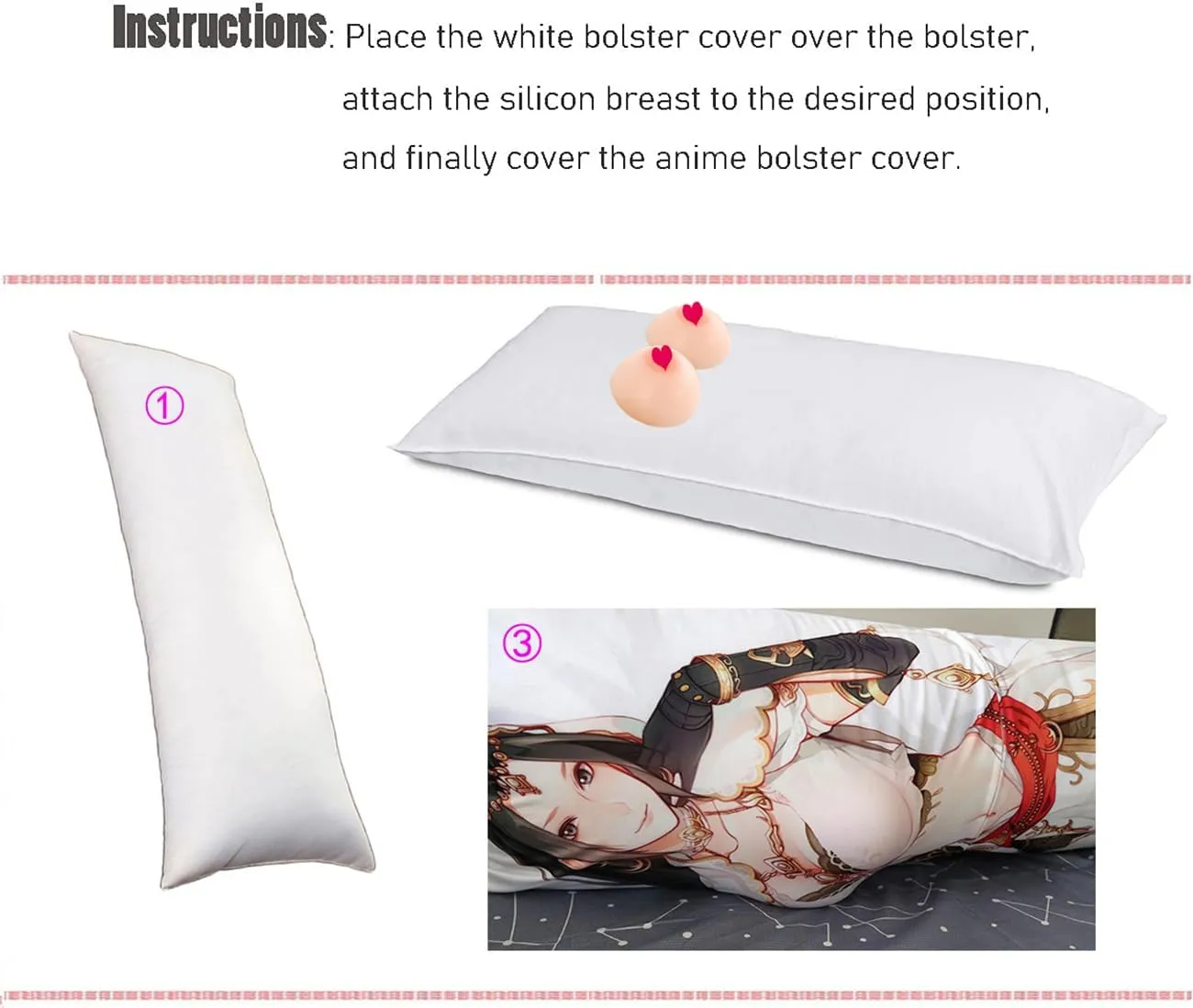 Silicone Breast Prosthesis Kit for Dakimakura Body Pillow, Soft, Round Shape (600g/pair, 160×50cm)