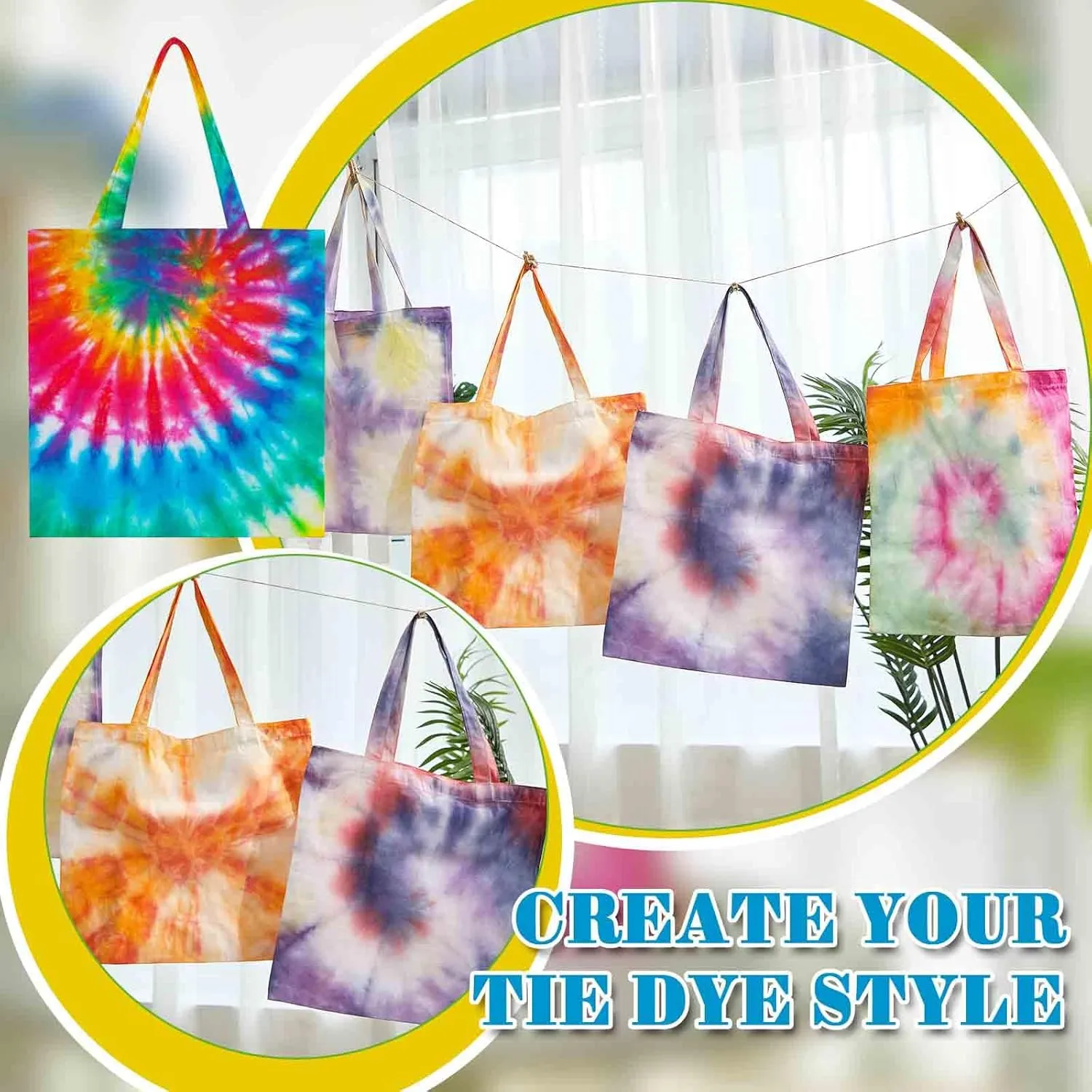 Silkfly 10 Pcs White Cotton Tote Bags for Tie Dying Items Things to Tie Dye Stuff for Large Groups Party Project diy Craft