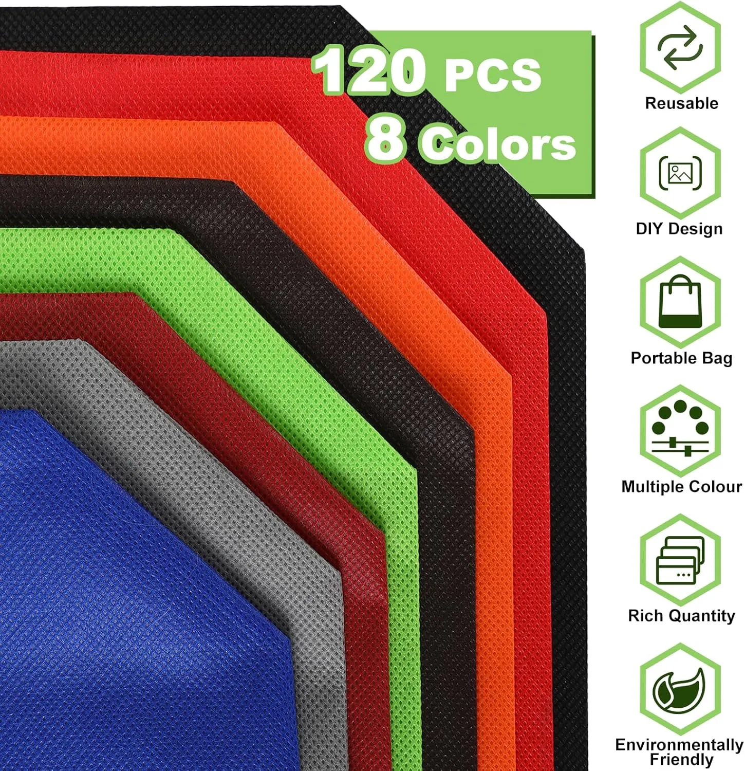 Silkfly 120 Pcs Non Woven Tote Bags Bulk 11.8 x 4 x 15 Inch Large Reusable Gift Bag Fabric Grocery Bags with Handles(Multicolored)