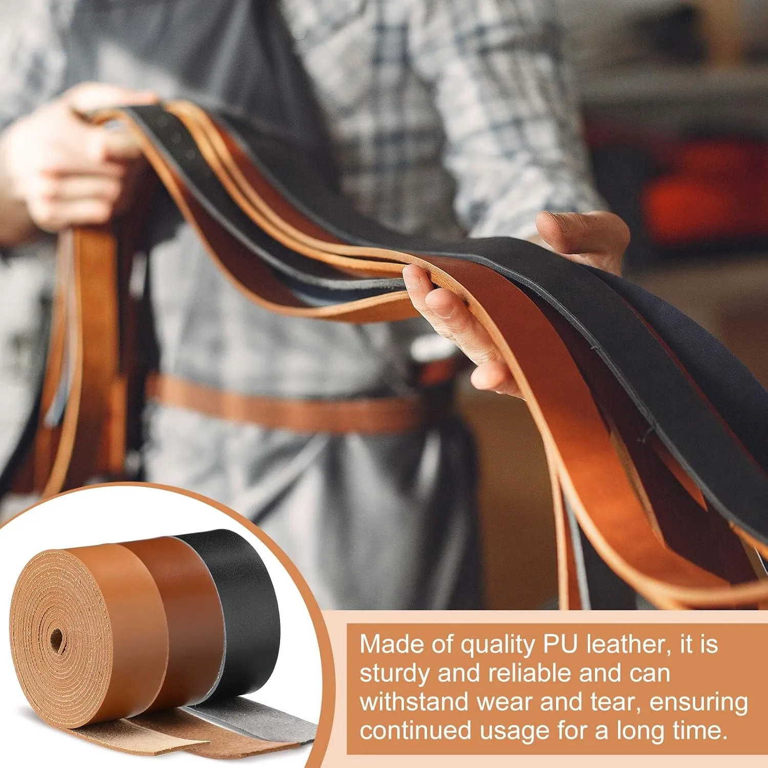 SilTriangle 3 Rolls Leather Straps for Crafts Single Sided Faux Leather Strips 2 mm Thickness 78.7 Inches Long for DIY Art Craft Projects Belt Tooling(1 Inch,3 Color)